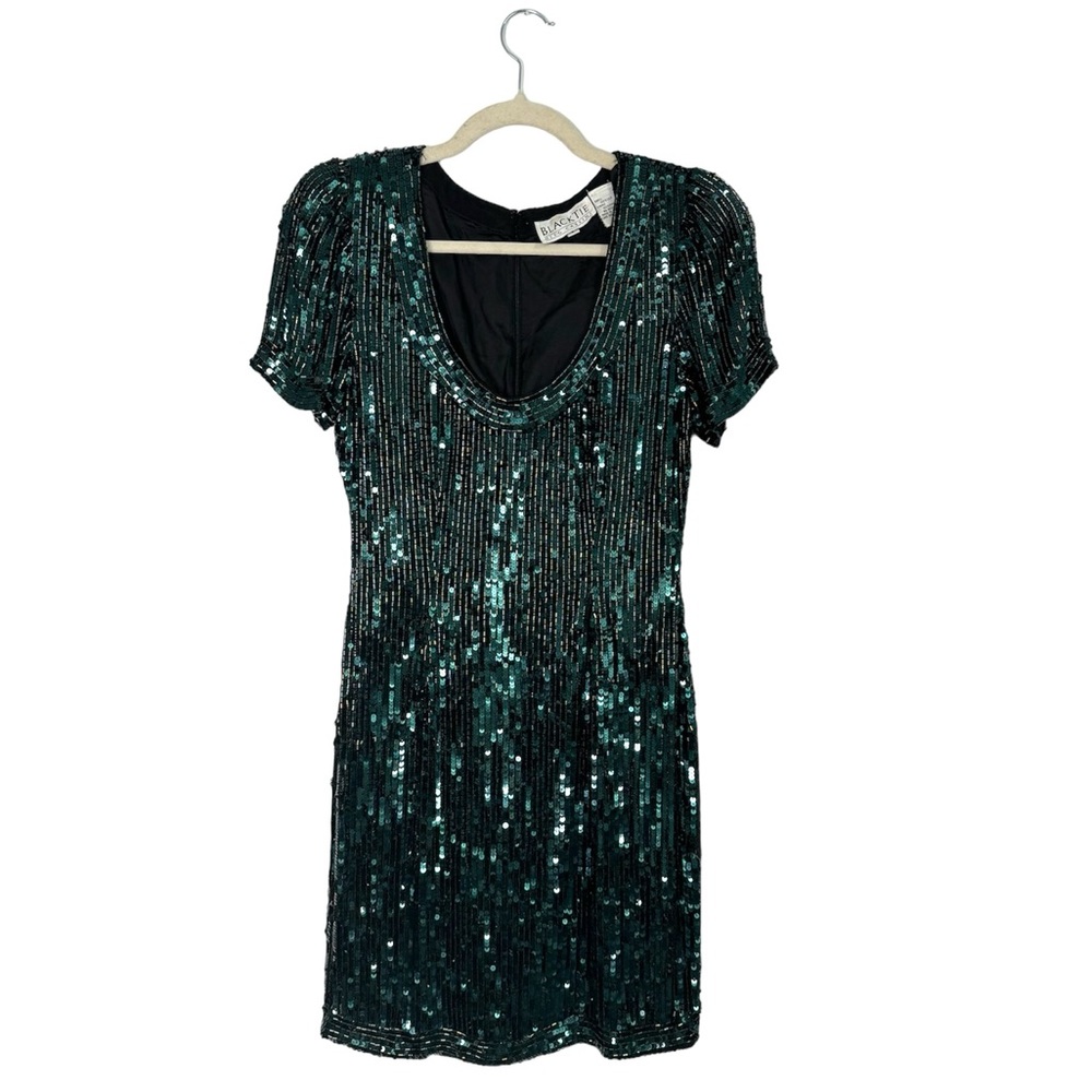 OLEG Cassini Black Tie vintage sequin mini dress